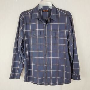 Ridgecut button up shirt blue plaid elbow patches Size medium Workwear